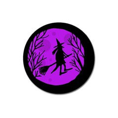 Halloween Witch - Purple Moon Magnet 3  (round) by Valentinaart