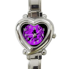 Halloween Witch - Purple Moon Heart Italian Charm Watch by Valentinaart