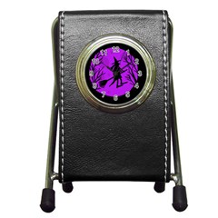 Halloween Witch - Purple Moon Pen Holder Desk Clocks