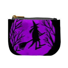 Halloween Witch - Purple Moon Mini Coin Purses by Valentinaart