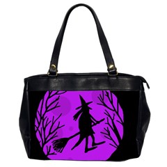 Halloween Witch - Purple Moon Office Handbags (2 Sides)  by Valentinaart
