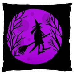 Halloween Witch - Purple Moon Large Flano Cushion Case (one Side) by Valentinaart