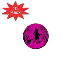 Halloween witch - pink moon 1  Mini Buttons (10 pack) 