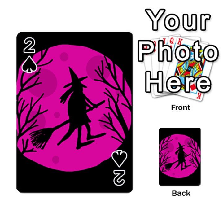 Halloween witch - pink moon Playing Cards 54 Designs 