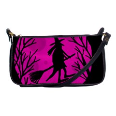 Halloween witch - pink moon Shoulder Clutch Bags