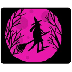 Halloween witch - pink moon Fleece Blanket (Medium) 