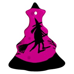 Halloween Witch - Pink Moon Christmas Tree Ornament (2 Sides) by Valentinaart