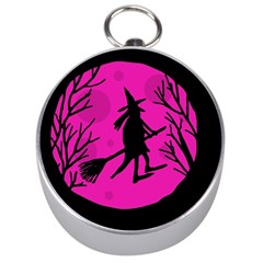 Halloween witch - pink moon Silver Compasses