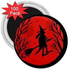 Halloween Witch - Red Moon 3  Magnets (100 Pack) by Valentinaart