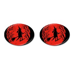 Halloween Witch - Red Moon Cufflinks (oval) by Valentinaart