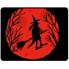 Halloween Witch - Red Moon Double Sided Fleece Blanket (medium)  by Valentinaart