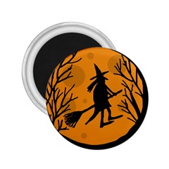 Halloween Witch - Orange Moon 2 25  Magnets by Valentinaart