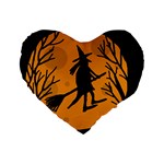 Halloween witch - orange moon Standard 16  Premium Heart Shape Cushions Front