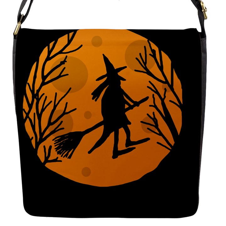 Halloween witch - orange moon Flap Messenger Bag (S)