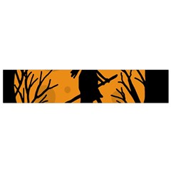 Halloween Witch - Orange Moon Flano Scarf (small) by Valentinaart