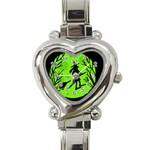 Halloween witch - green moon Heart Italian Charm Watch Front