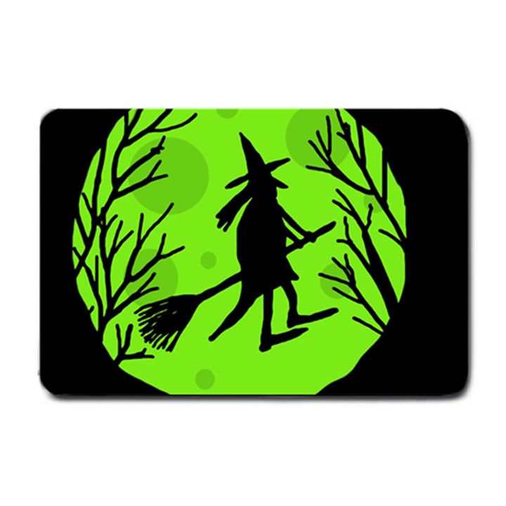 Halloween witch - green moon Small Doormat 