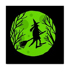 Halloween Witch - Green Moon Face Towel by Valentinaart
