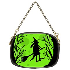 Halloween Witch - Green Moon Chain Purses (two Sides)  by Valentinaart