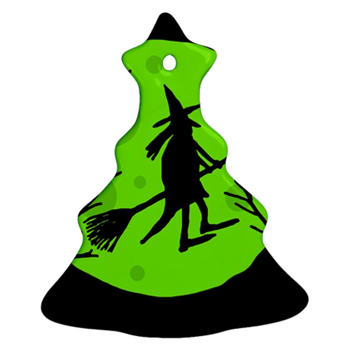 Halloween witch - green moon Christmas Tree Ornament (2 Sides)