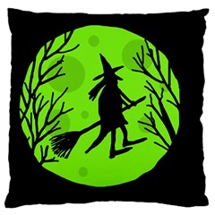 Halloween Witch - Green Moon Standard Flano Cushion Case (two Sides) by Valentinaart