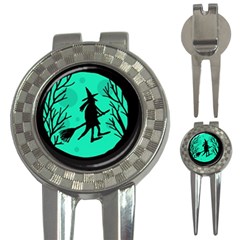 Halloween Witch - Cyan Moon 3-in-1 Golf Divots by Valentinaart