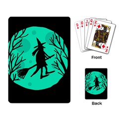 Halloween Witch - Cyan Moon Playing Card by Valentinaart