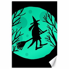 Halloween Witch - Cyan Moon Canvas 12  X 18   by Valentinaart