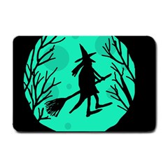 Halloween Witch - Cyan Moon Small Doormat  by Valentinaart