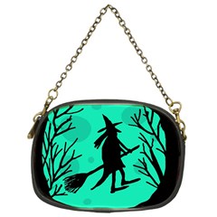 Halloween Witch - Cyan Moon Chain Purses (one Side)  by Valentinaart