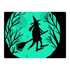 Halloween Witch - Cyan Moon Double Sided Flano Blanket (mini)  by Valentinaart