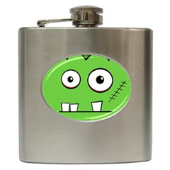 Halloween Frankenstein - Green Hip Flask (6 Oz) by Valentinaart