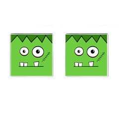 Halloween Frankenstein - Green Cufflinks (square) by Valentinaart