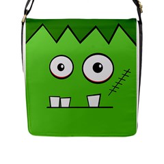 Halloween Frankenstein - Green Flap Messenger Bag (l)  by Valentinaart
