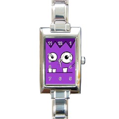 Halloween Frankenstein - Purple Rectangle Italian Charm Watch by Valentinaart