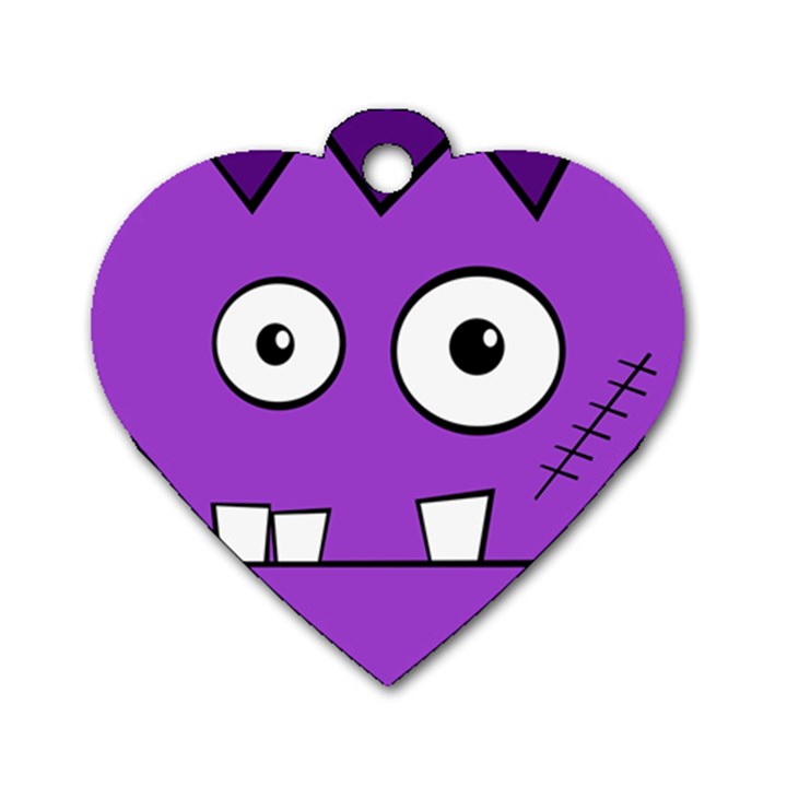 Halloween Frankenstein - Purple Dog Tag Heart (Two Sides)