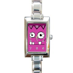 Halloween Frankenstein - Pink Rectangle Italian Charm Watch by Valentinaart