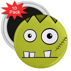 Halloween Frankenstein -yellow 3  Magnets (10 Pack)  by Valentinaart