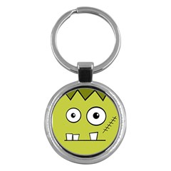 Halloween Frankenstein -yellow Key Chains (round)  by Valentinaart