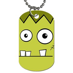 Halloween Frankenstein -yellow Dog Tag (two Sides) by Valentinaart