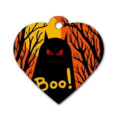 Halloween Monster Dog Tag Heart (one Side) by Valentinaart