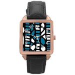 Blue decor Rose Gold Leather Watch  Front