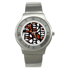 Red Decor Stainless Steel Watch