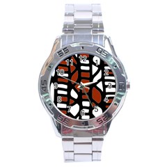 Red Decor Stainless Steel Analogue Watch by Valentinaart