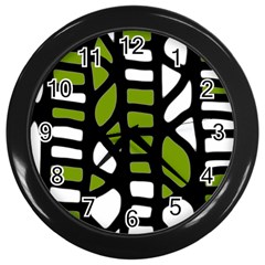 Green Decor Wall Clocks (black) by Valentinaart