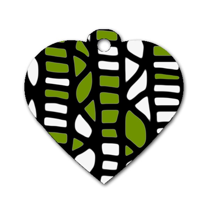 Green decor Dog Tag Heart (One Side)