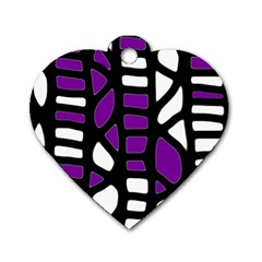 Purple Decor Dog Tag Heart (one Side)