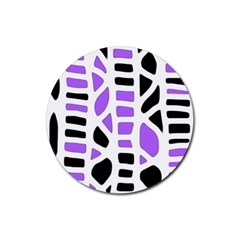 Purple Abstract Decor Rubber Round Coaster (4 Pack)  by Valentinaart