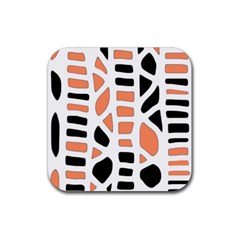 Orange Decor Rubber Coaster (square)  by Valentinaart