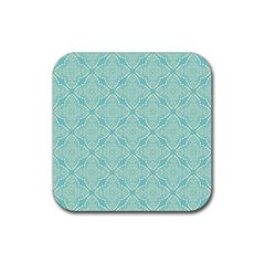 Light Blue Lattice Pattern Rubber Coaster (square) 